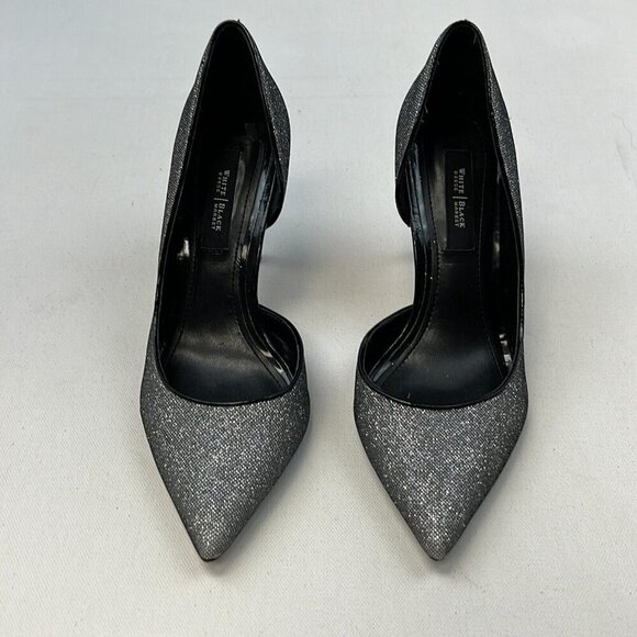 White House Black Market Womens Ella Silver Black Stiletto Pump Heels Size 7M - Picture 2 of 10